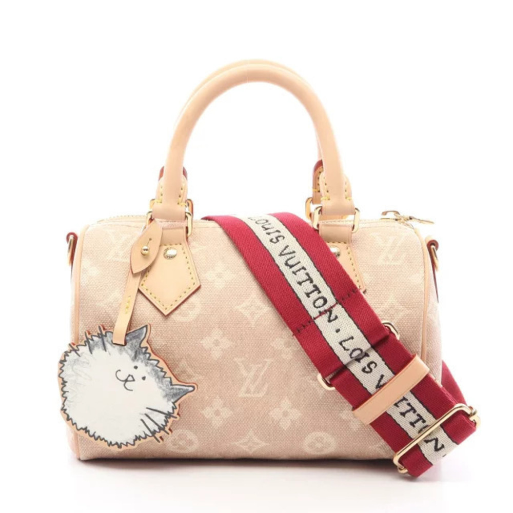 Louis Vuitton Speedy Bandouliere Myagram Canvas Leather 2Way Shoulder Beige Tan